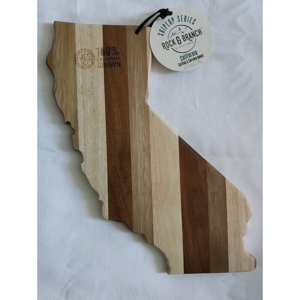 Rock & Branch Series Shiplap California State Shaped Wood Serving Board New
